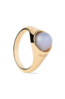 PDPAOLA Blue Lace Agate Moon Ring AN01-C55