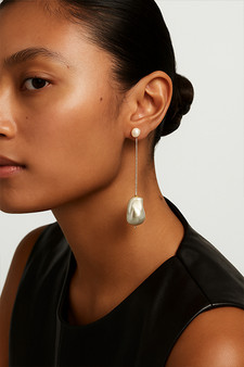 Sonne Rain Silver Chain Pearl Drop Earrings