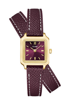 CLUSE Gracieuse Mini Watch Double Leather, Wine, Gold Colour CW15503