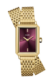CLUSE Fluette Double Strap Gold Link/Wine Watch CW11516