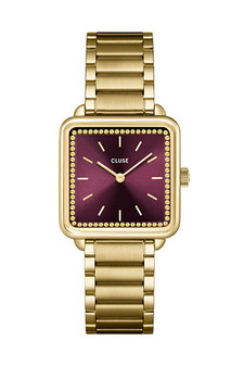 CLUSE La Tetragone Wine Gold Stones/Gold Link Watch CW10314