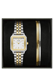 Cluse Gracieuse Petite Bicolour Link Watch + Snake Chain Bracelet Gift Set CG11801