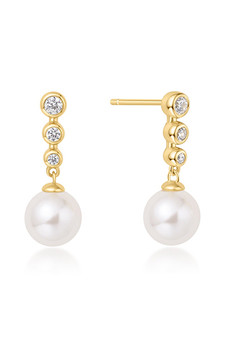 Ania Haie Gold Tennis Beaded Stone Pearl Drop Stud Earrings E065-03G Ania Haie Gold Tennis Beaded Stone Pearl Drop Stud Earrings E065-03G