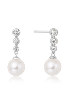 Ania Haie Silver Tennis Beaded Stone Pearl Drop Stud Earrings E065-03H Ania Haie Silver Tennis Beaded Stone Pearl Drop Stud Earrings E065-03H