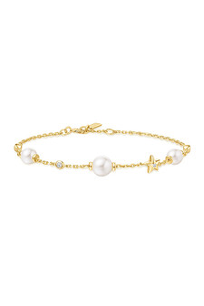 Ania Haie Gold Pearl and Star Station Bracelet B065-05G Ania Haie Gold Pearl and Star Station Bracelet B065-05G
