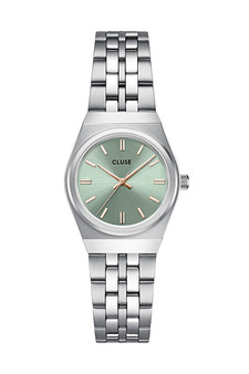 CLUSE Retro 70's Mini Watch Steel, Sage Green, Silver Colour Watch CW16301