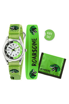Tikkers Green Dinosaur Watch & Bracelet Wallet Set