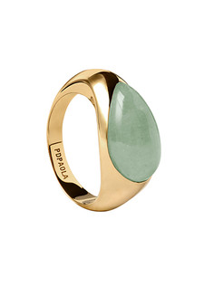 PDPAOLA Green Aventurine Luna Stamp Ring ANB1-F33