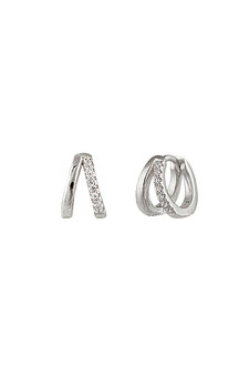 Bianc CZ Double Huggie Earrings Silver 10100690