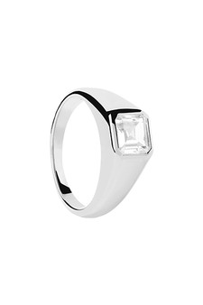 PDPAOLA Square Shimmer Silver Stamp Ring AN02-984