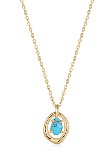 Ania Haie Gold Turquoise Wave Circle Pendant Necklace