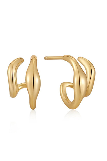 Ania Haie Gold Wave Double Hoop Stud Earrings