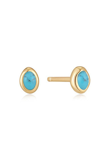 Ania Haie Gold Turquoise Wave Stud Earrings