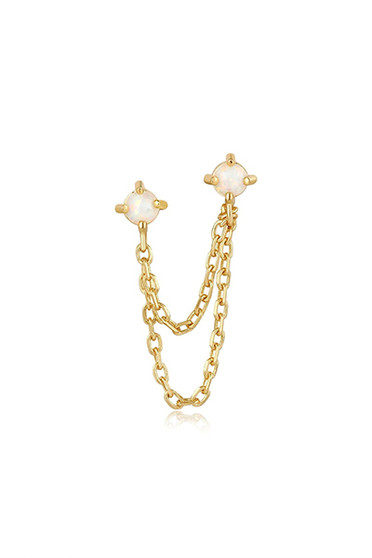 Ania Haie Gold Kyoto Opal Drop Chain Barbell Single Earring