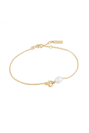 Ania Haie Gold Pearl Link Chain Bracelet