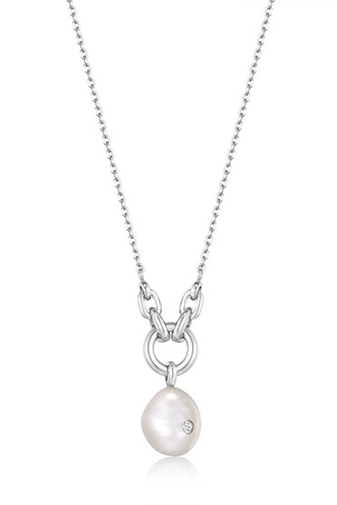 Ania Haie Silver Pearl Sparkle Pendant Necklace