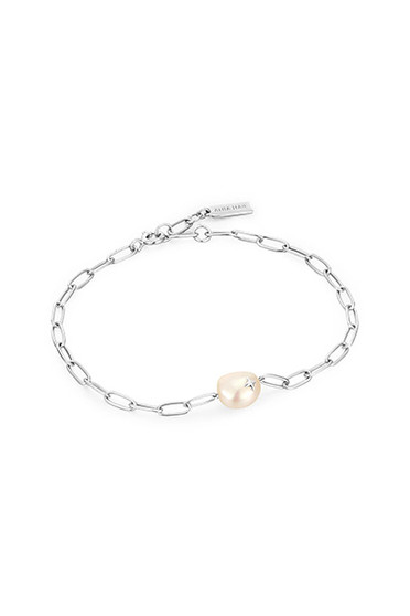 Ania Haie Silver Pearl Sparkle Chunky Chain Bracelet