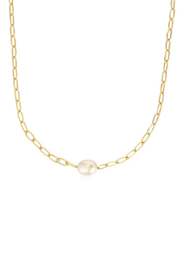 Ania Haie Gold Pearl Sparkle Chunky Chain Necklace