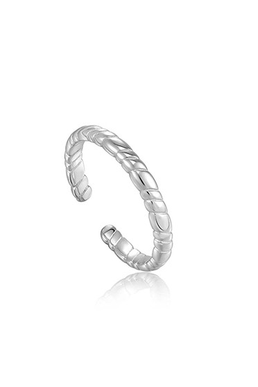 Ania Haie Silver Smooth Twist Thin Band Ring