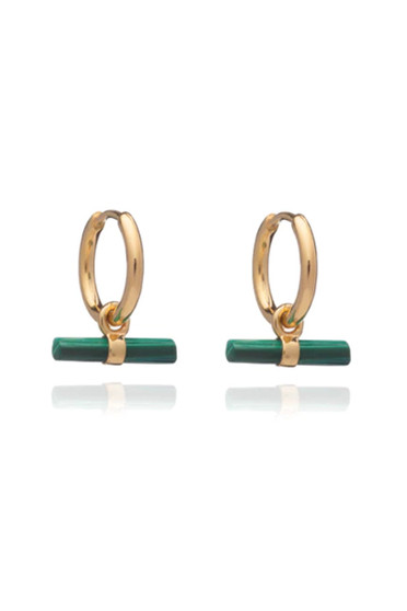 Rachel Jackson Mini Malachite T-Bar Huggie Hoop Earrings TBE20MLGP