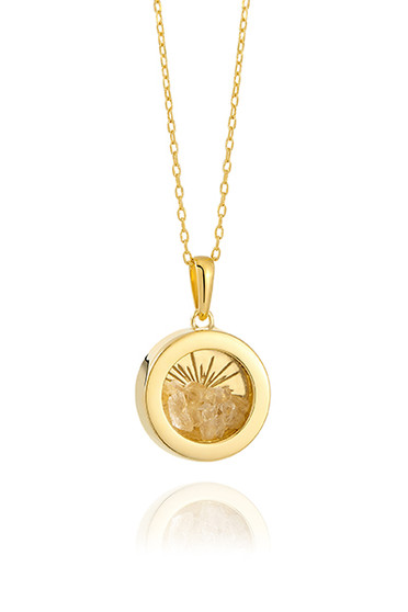 Rachel Jackson Small Deco Sun Amulet Birthstone Necklace Citrine AMSU16GPCI 