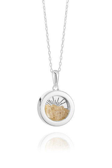Rachel Jackson Small Deco Sun Amulet Birthstone Silver Necklace Citrine AMSU16SCI
