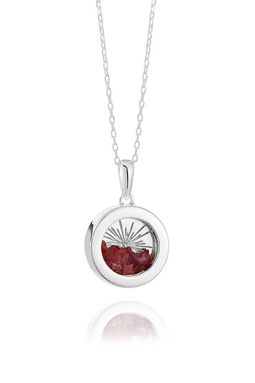 Rachel Jackson Small Deco Sun Amulet Birthstone Silver Necklace Garnet AMSU16SGA