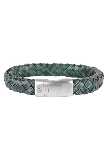 Steel & Barnett Cornall Dark Green 10mm sturdy braided leather bracelet LBC/002