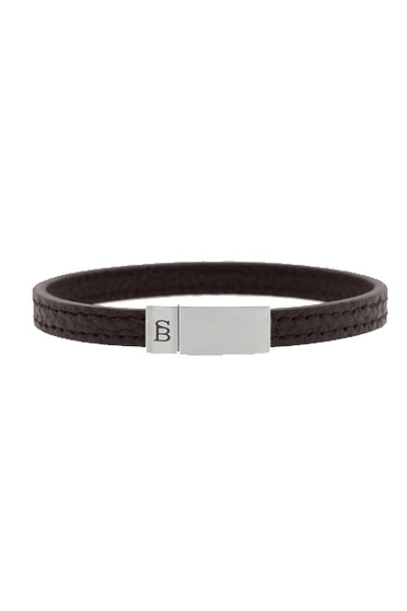 Steel & Barnett Grady Brown Elegant pebble finish leather strap bracelet LBG/002
