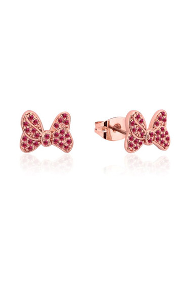 Precious Metal Red Minnie Mouse Bow CZ Stud Earrings