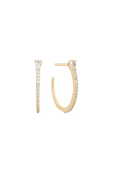 Ania Haie 14kt Gold White Sapphire Hoop Earrings EAU007-04YG