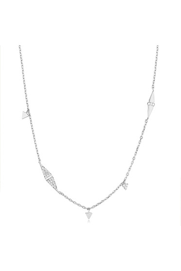 Ania Haie Silver Geometric Sparkle Chain Necklace N053-06H