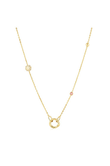 Ania Haie Gold Star Rose Quartz Charm Connector Necklace N055-01G