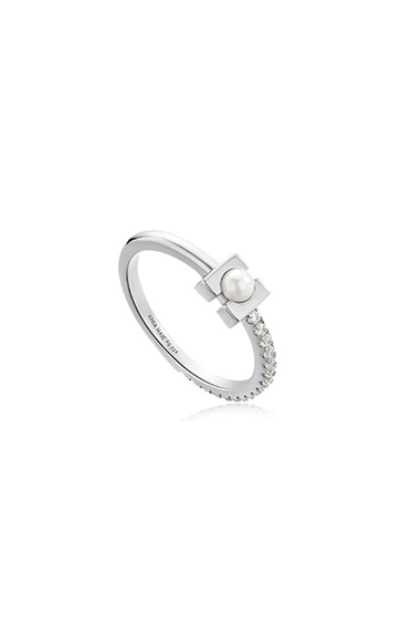 Ania Haie Silver Pearl Modernist Band Ring R054-01H-52