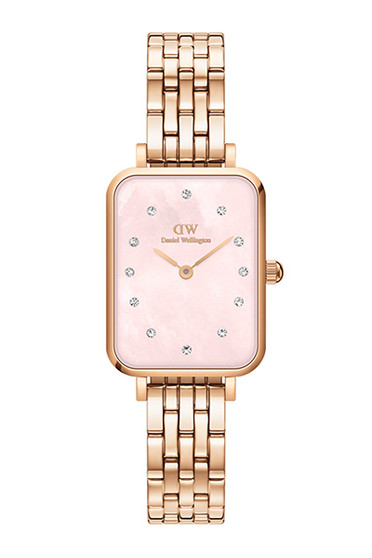 Daniel Wellington Quadro Lumine 20x26 5-Link Rose Gold & Mother of Pearl Pink Watch DW00100621