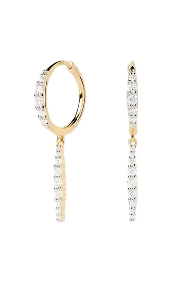 PDPAOLA Diamonds And Gold Kate Drop Hoop