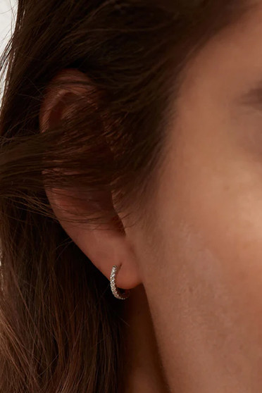 PDPAOLA Diamonds and White Gold Eternity Mini Hoops
