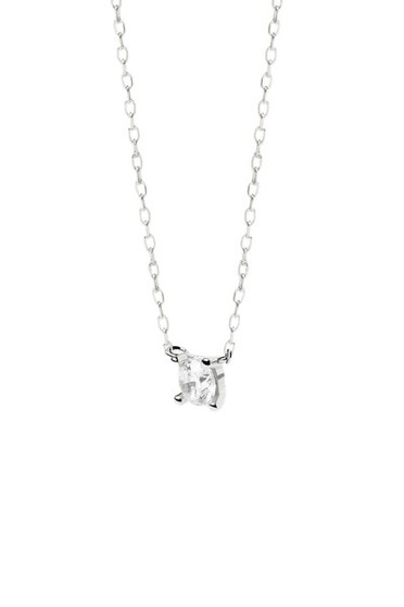 PDPAOLA Diamonds and White Gold Solitaire Mini Necklace