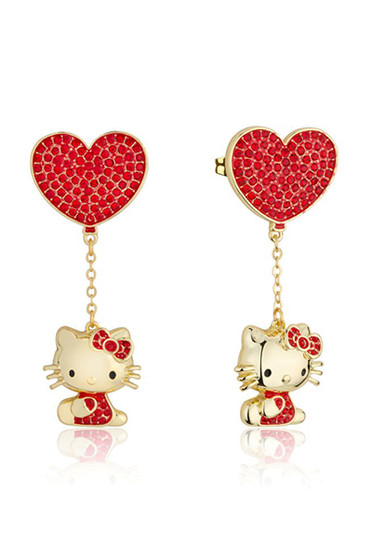 Sanrio Hello Kitty Crystal Heart Drop Earrings