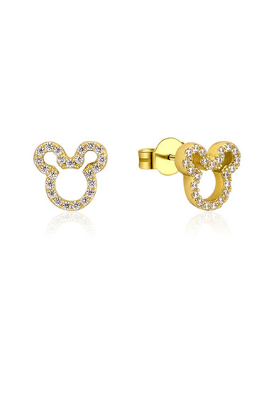 Disney Precious Metal Mickey Mouse Crystal Outline Stud Earrings
