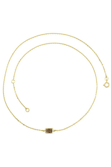 Sonne Fine 9K Yellow Gold Faceted Smokey Quartz Necklace