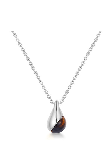 Ania Haie Silver Tiger Eye Droplet Pendant Necklace N068-05H