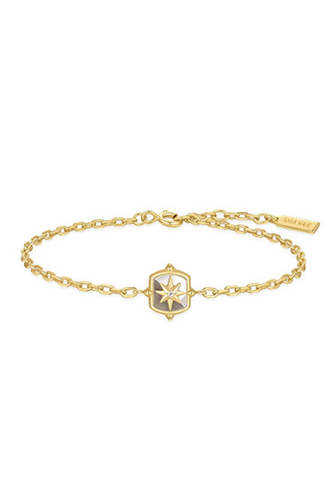 Ania Haie Gold Colour-Block Mother of Pearl Star Bracelet B067-03G