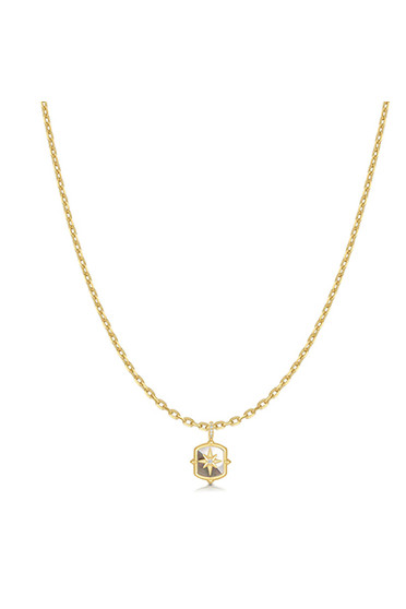Ania Haie Gold Colour-Block Mother of Pearl Star Necklace N067-05G
