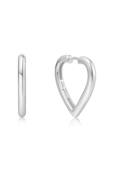 Ania Haie Silver Medium Heart Hoop Earrings E064-03H Ania Haie Silver Medium Heart Hoop Earrings E064-03H