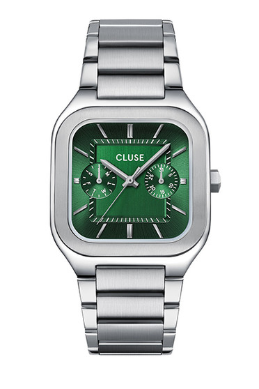 CLUSE Quadrus Multifunction Steel, Green, Silver Colour Watch CW26202
