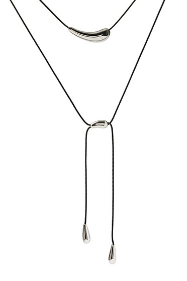 PDPAOLA Orbit Cord Necklace Silver COB2-A18-U
