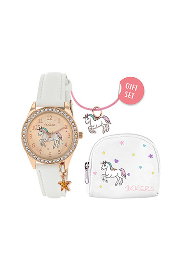 Tikkers White Unicorn Watch & Bracelet Purse Gift Set