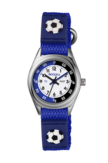 Tikkers Time Teacher Blue Soccer Canvas Strap Watch