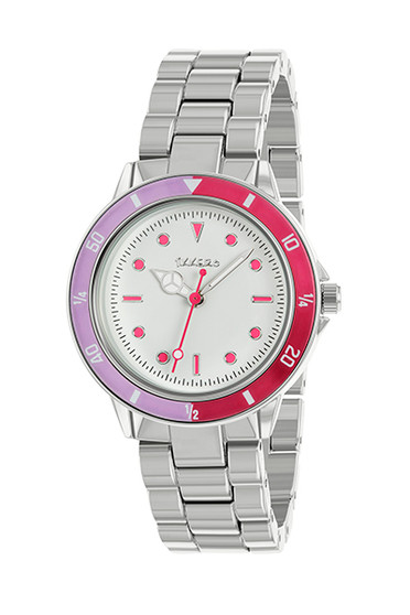 Tikkers Pink Dial Silver Link Bracelet 